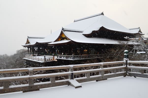 雪化粧された清水寺
